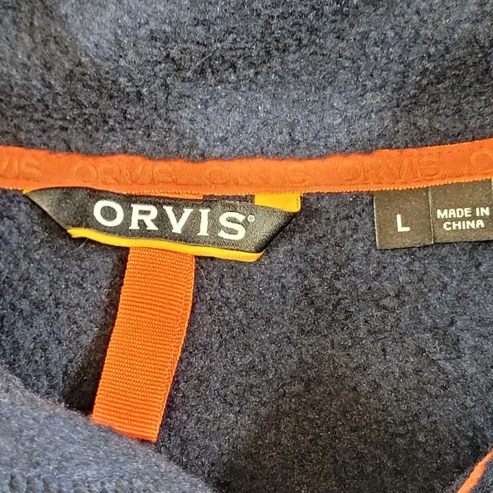 Orvis Mens Navy Blue Full Zip Fleece Sweater Vest Size Large 3BA1